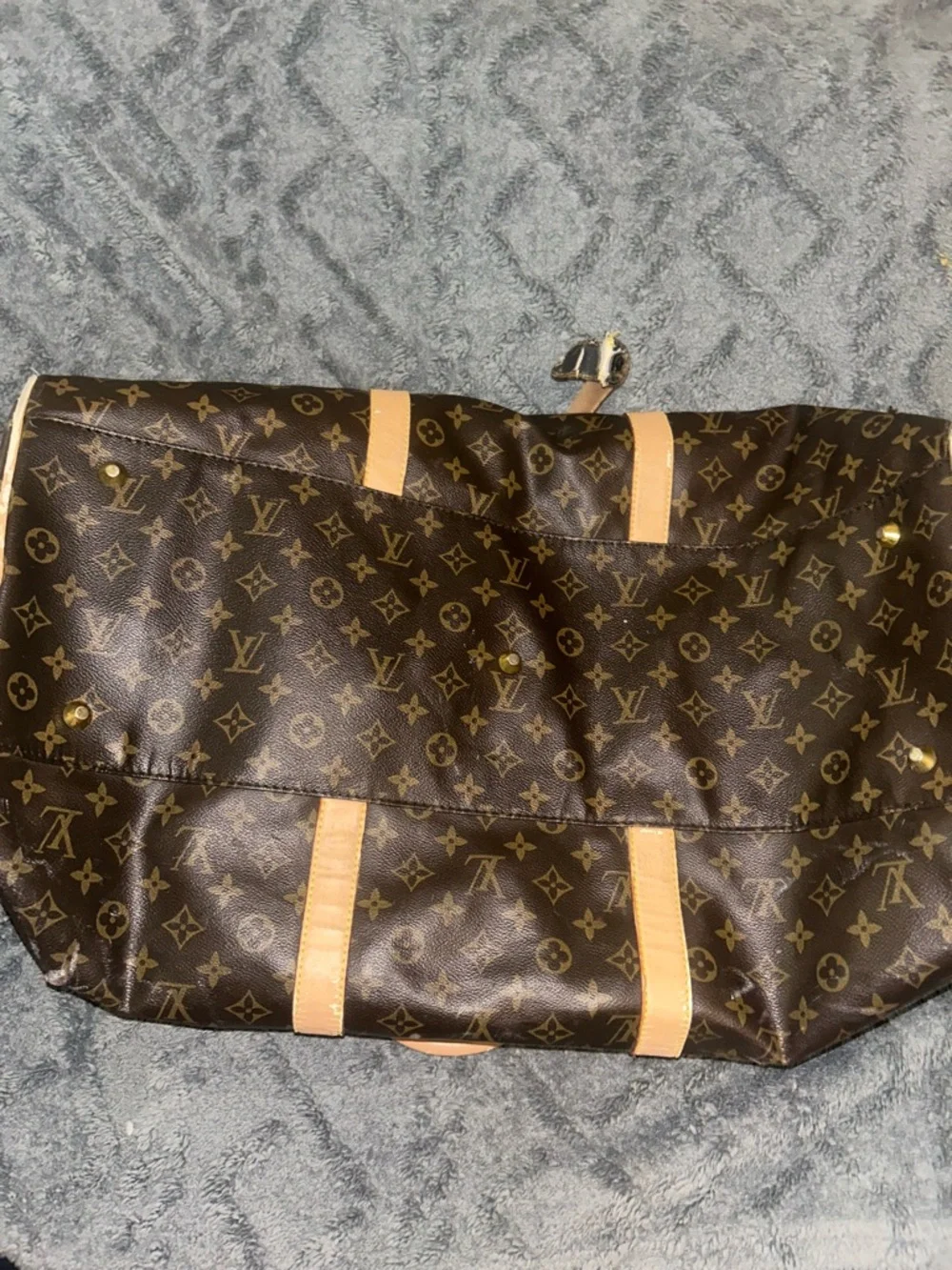 Brown Monogram Canvas Tote with Natural Leather Trim - Picture 3 of 6